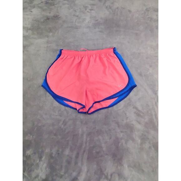 Nike Women's Sz XL Drawstring Waist Dri-FIT Tempo Running Shorts Pink Blue C17 - Picture 1 of 9